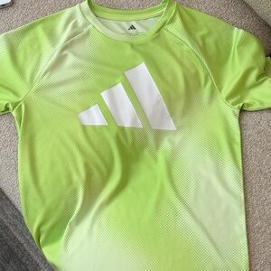 Boys medium Adidas Neon Green Tee with White Logo